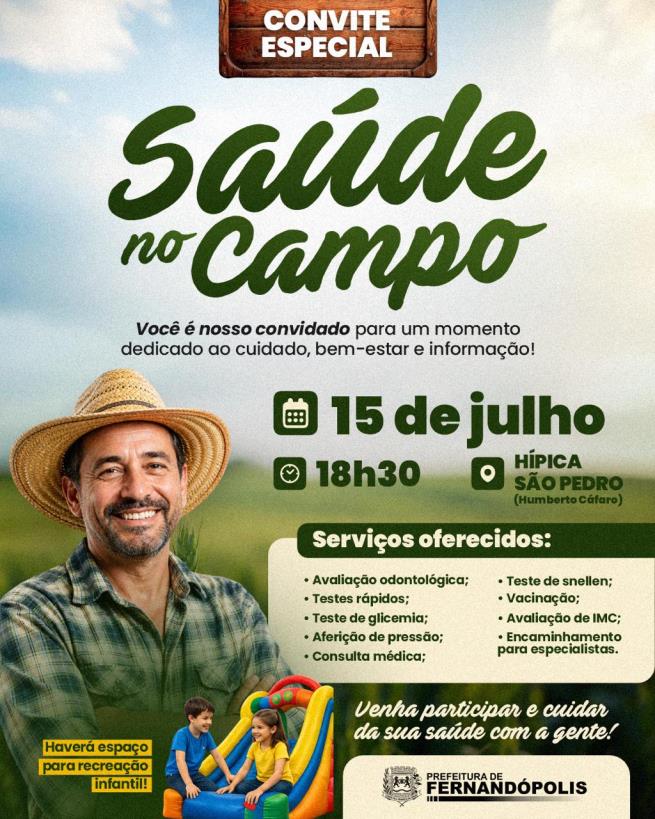 Fernandópolis promoverá 2ª edição do programa “Saúde no Campo”