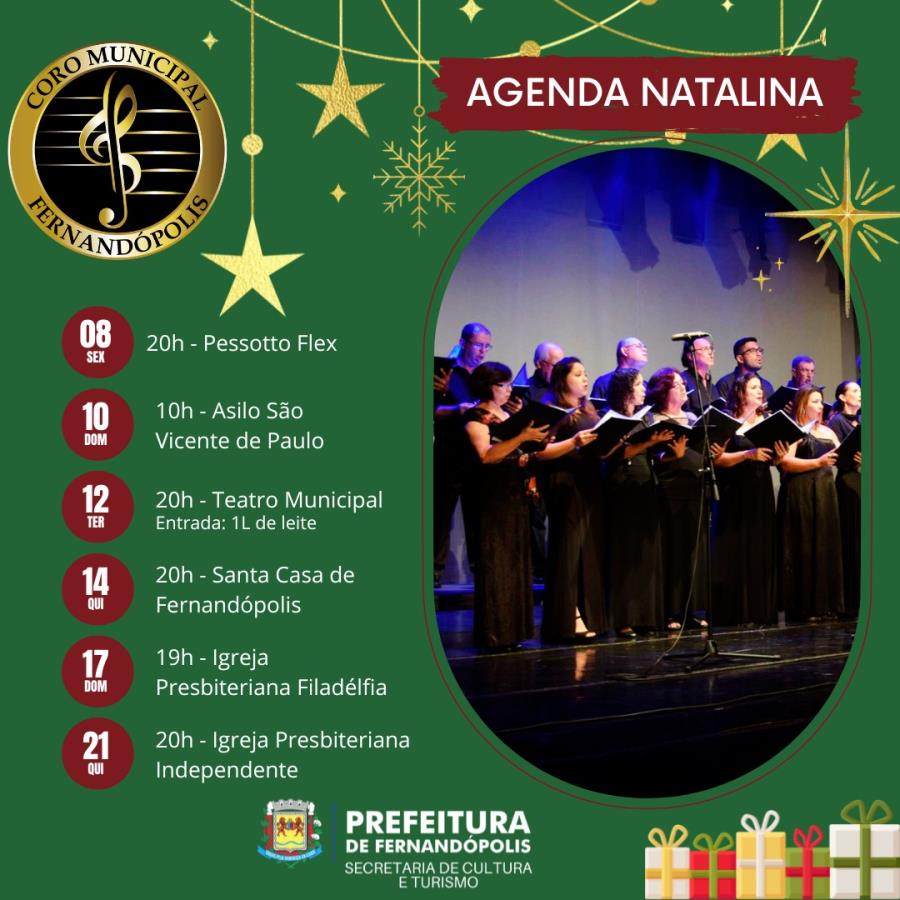 Coro Municipal apresenta concertos especiais de  Natal