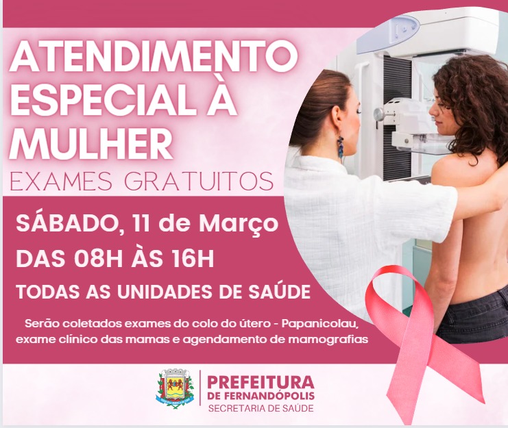 Unidades de Saúde oferecem atendimento especial às mulheres no sábado, 11
