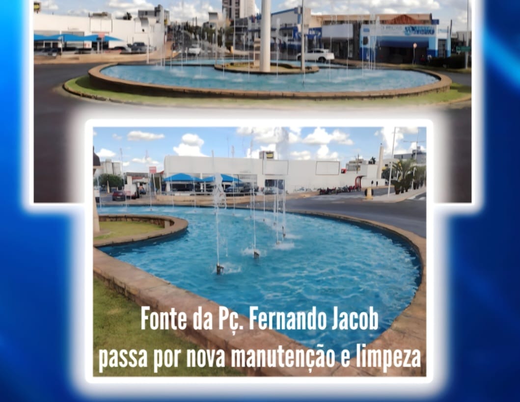 Fonte da Praça Drº Fernando Jacob passa por nova limpeza e manutenção 