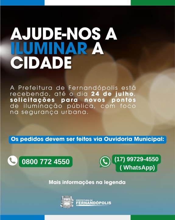 Prefeitura de Fernandópolis irá instalar novos pontos de iluminação na cidade