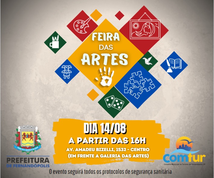Feira das Artes acontece neste sábado, 14, em Fernandópolis