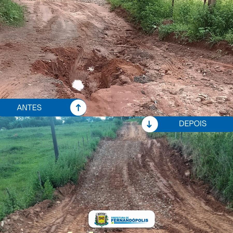 Agricultura conclui recuperação da Estrada Rural Córrego das Pedras e elimina buraco
