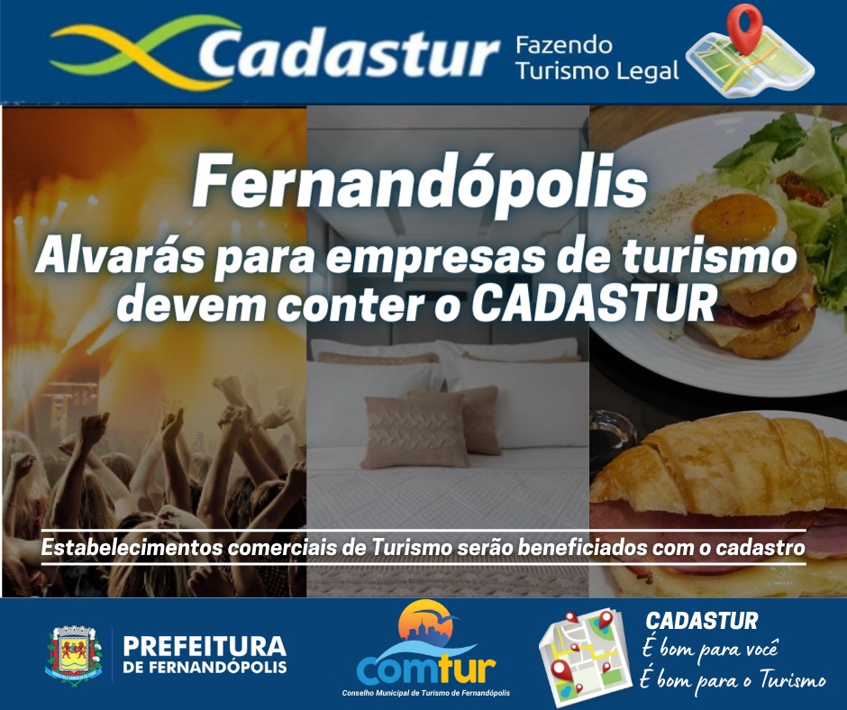 Fernandópolis: alvarás para empresas de turismo devem conter o CADASTUR 