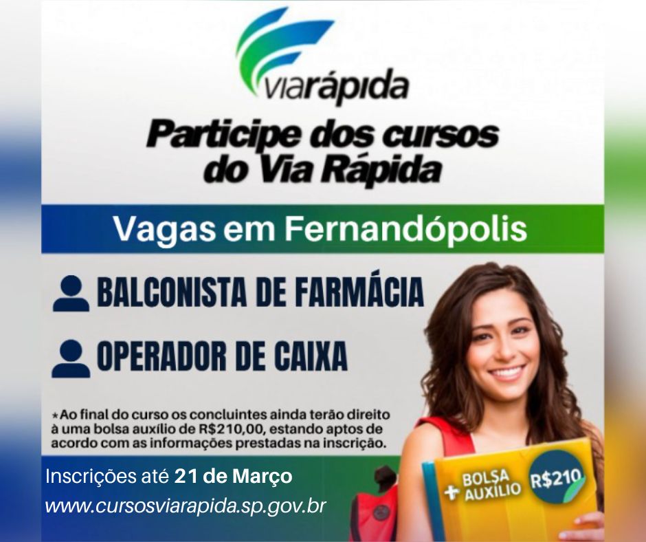 Via Rápida abre vagas de cursos profissionalizantes em Fernandópolis