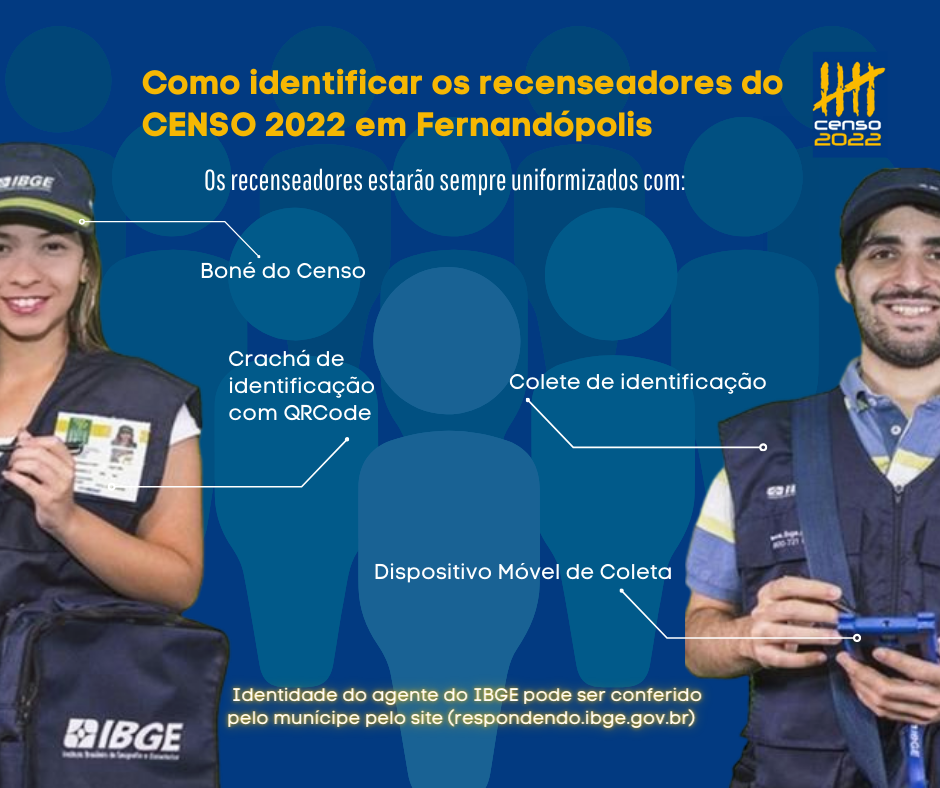 Censo 2022: Saiba como identificar os recenseadores em Fernandópolis 