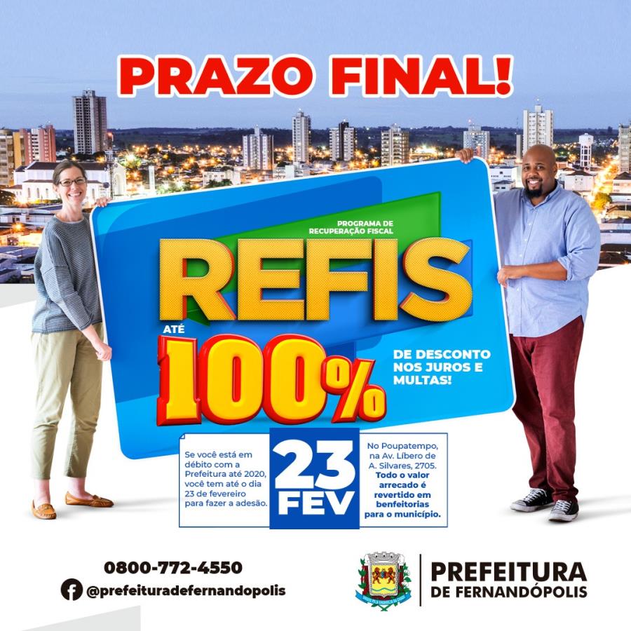 Adesão ao Refis da Prefeitura de Fernandópolis termina na próxima quarta, 23 