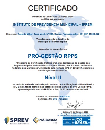 IPREM de Fernandópolis recebe importante certificado  