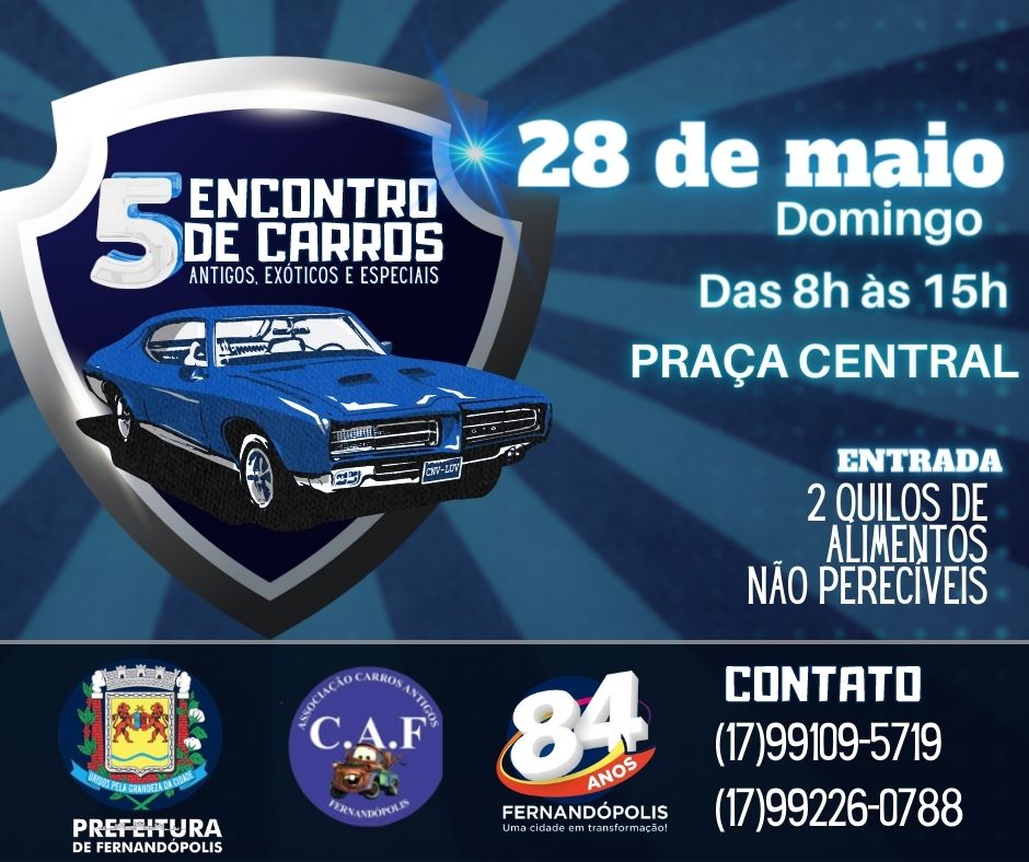 Encontro de Carros Antigos acontece dia 28 de maio em Fernandópolis