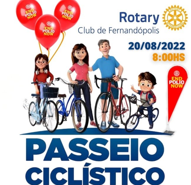 Rotary Fernandópolis promove passeio ciclístico com vacinação no sábado, 20