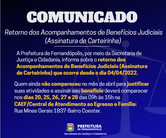 Benefícios Judiciais voltam a ser acompanhados em Fernandópolis 
