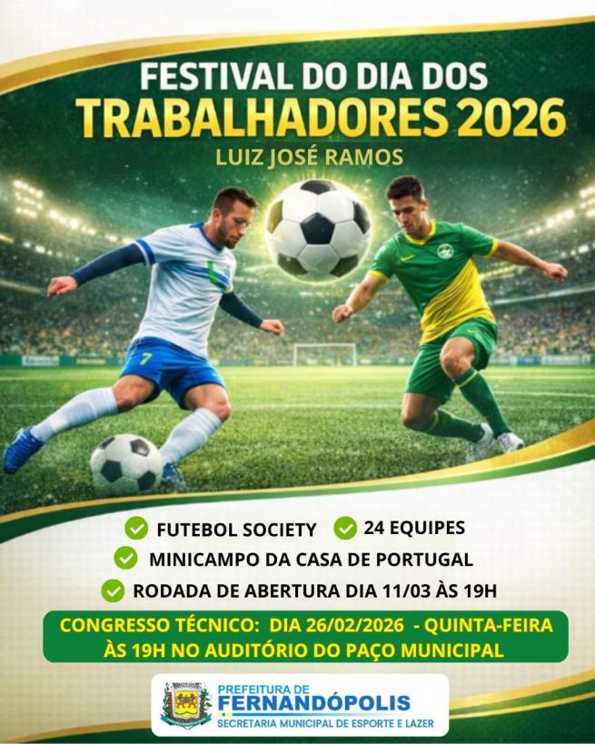 Prefeitura divulga cronograma oficial do Festival do Dia do Trabalhador