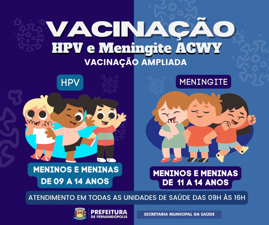 Saúde amplia público infantil e adolescente para vacinas contra HPV e meningococo ACWY 