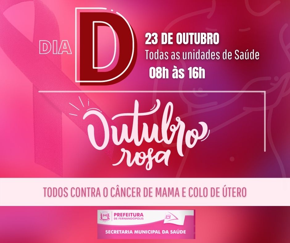 ‘Dia D’ da Campanha Outubro Rosa será neste sábado, 23