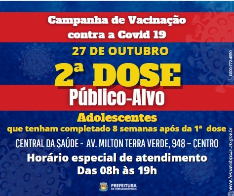 Vacinação: ‘Central da Saúde’ realiza horário especial para adolescentes