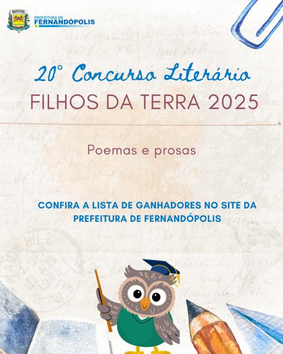 Prefeitura anuncia vencedores do 20º Concurso “Filhos da Terra” – 2025