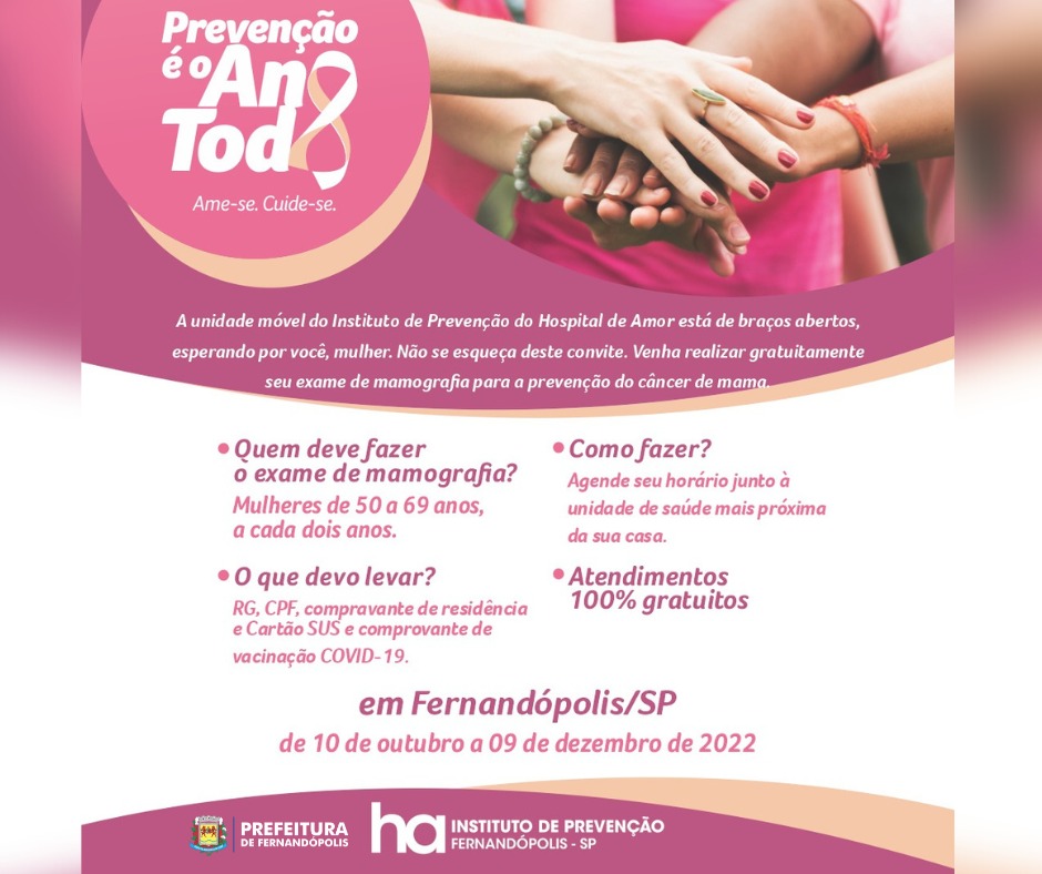 Mulheres de Fernandópolis já podem agendar mamografia para a carreta do Hospital do Amor 