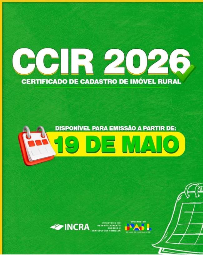 A partir de 19 de maio, produtores poderão obter o CCIR 2026
