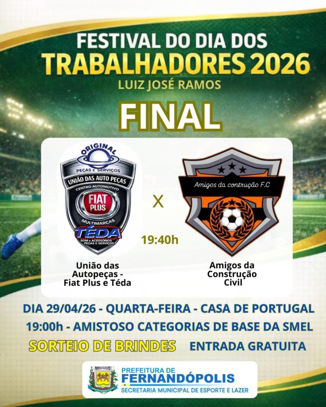 Final do Festival do Trabalhador acontece nesta quarta-feira (29)