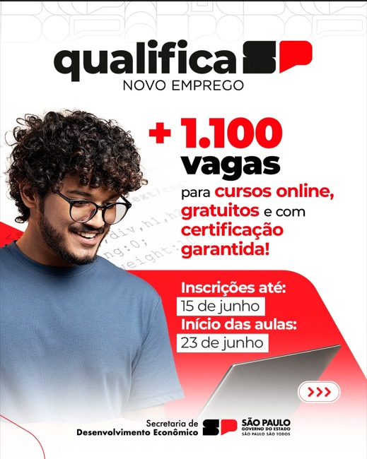 Qualifica SP – Novo Emprego abre inscrições para cursos gratuitos em Fernandópolis