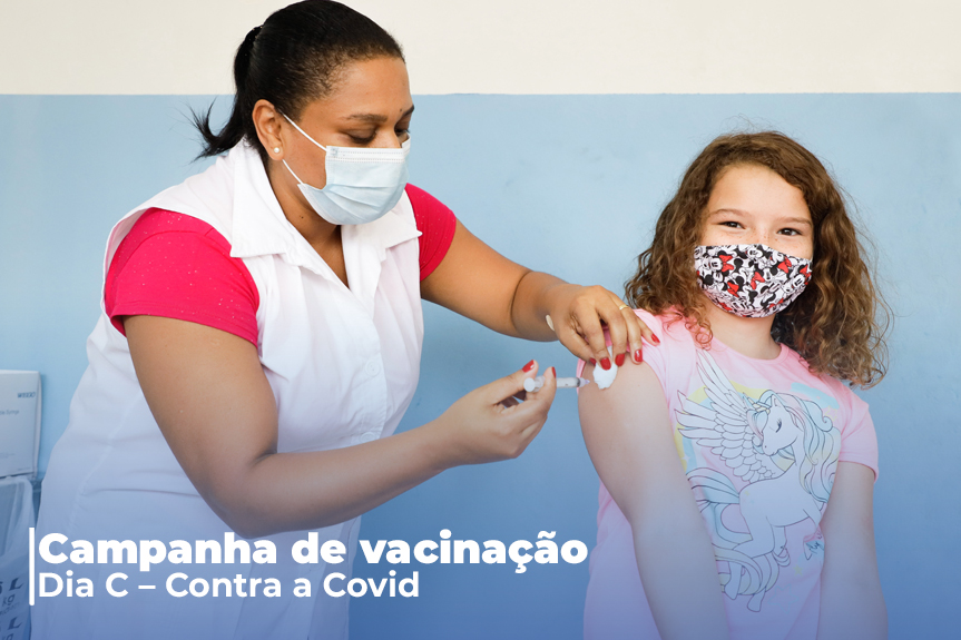 ‘Dia C – Contra a Covid’ vacina 1.159 crianças na faixa etária de 5 a 11 anos