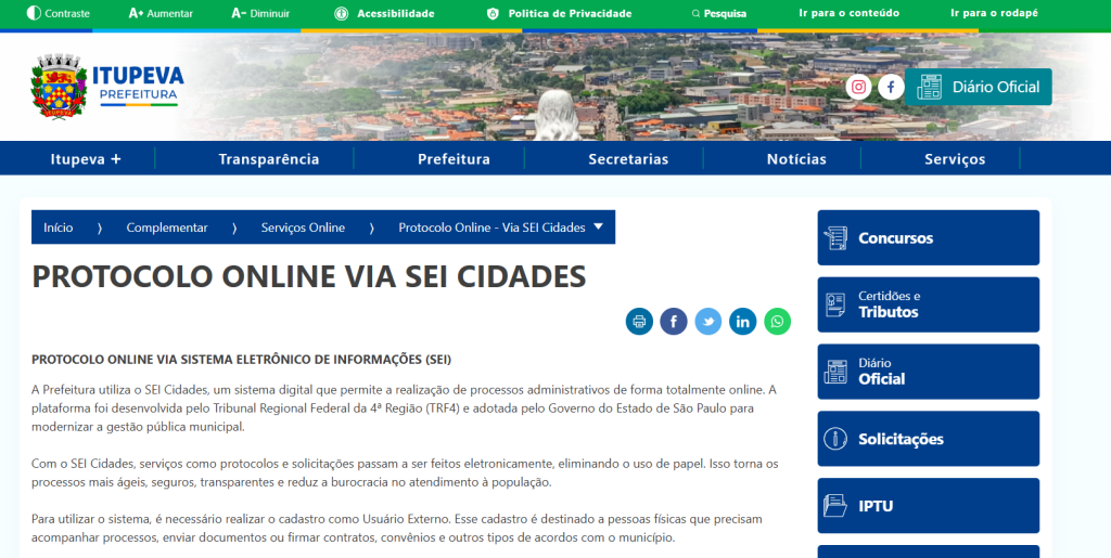 Prefeitura de Itupeva moderniza processos com implantação do SEI Cidades