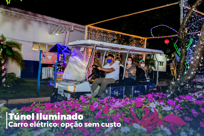 Carro elétrico gratuito é opção para curtir o ‘Drive Túnel Iluminado’, no Parque da Cidade