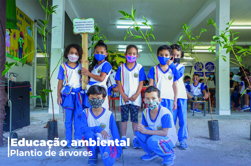 Com nomes escolhidos por alunos, Emei Monteiro Lobato planta quaresmeiras