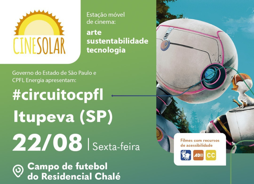 CineSolar traz cinema movido a energia solar para Itupeva com sessões gratuitas e pipoca