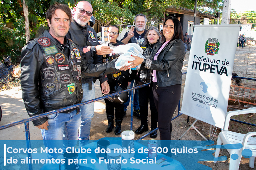 Aniversário de 15 anos do Corvos Moto Clube rende 350 quilos de alimentos para o FUNSS