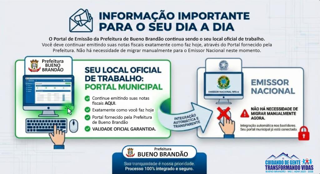 AVISO AOS CONTRIBUINTES QUE UTILIZAM OS SERVIÇOS DA NFS-e EM BUENO BRANDÃO