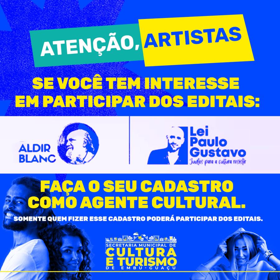 Cadastro de Agente Cultural para participar dos editais Paulo Gustavo e Aldir Blanc