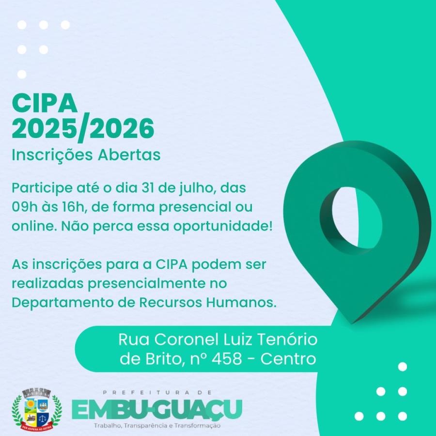 Inscrições abertas - CIPA 2025/2026