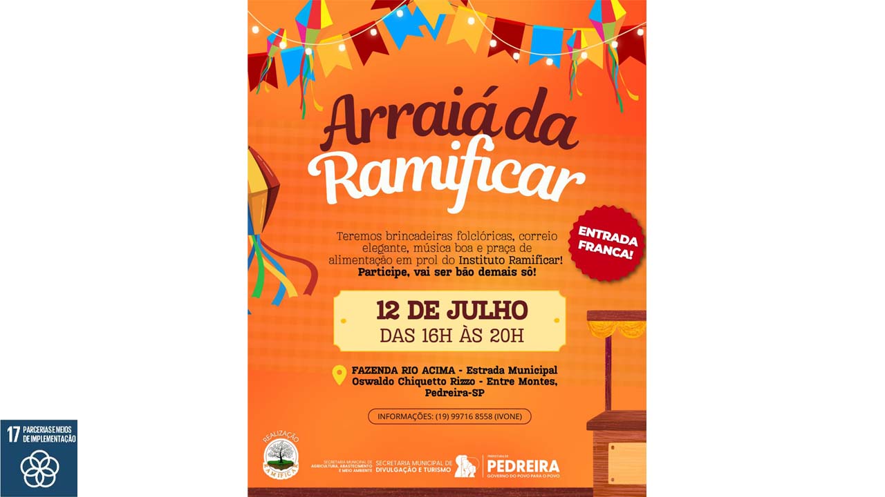 Instituto Ramificar estará promovendo “Arraiá” na Fazenda Rio Acima
