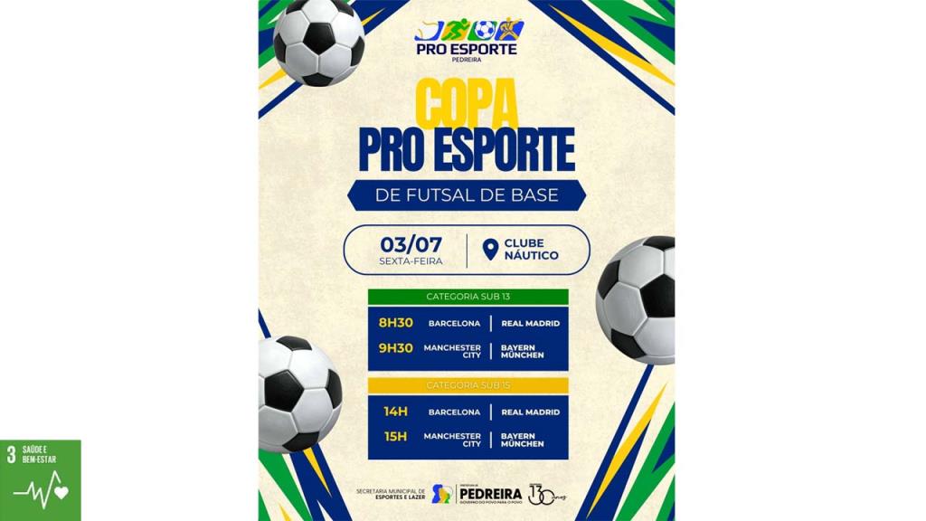 Copa Pró Esporte de Futsal de Base terá início nesta sexta-feira em Pedreira
