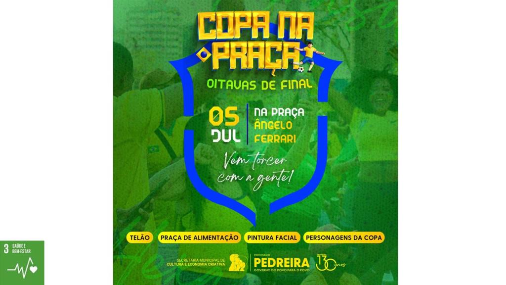 "Copa na Praça" reúne famílias em Pedreira para celebrar vitória do Brasil