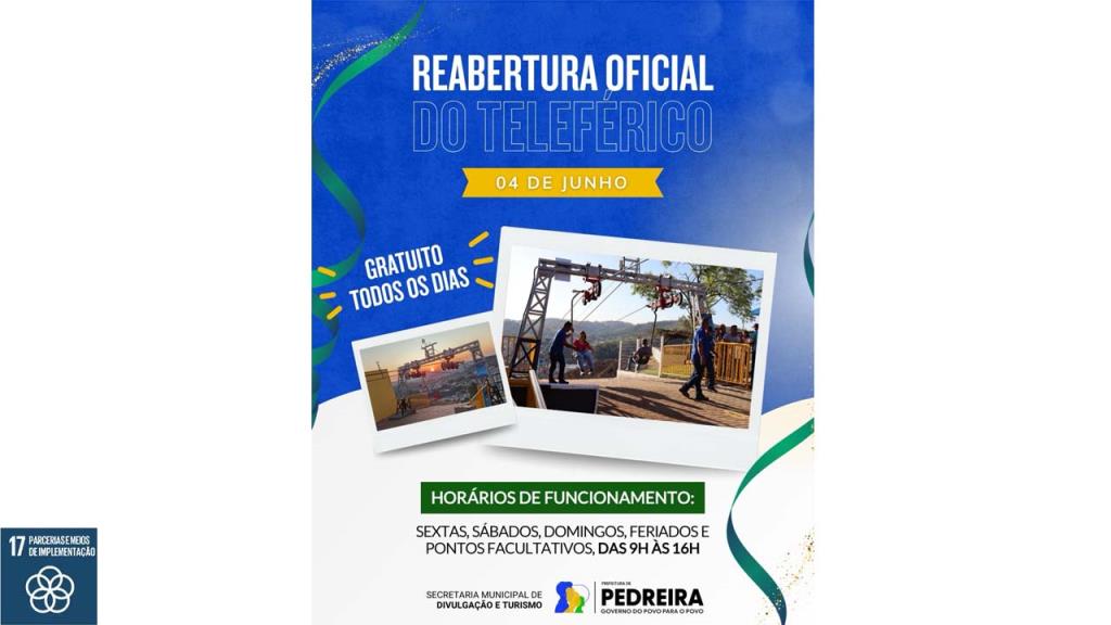 Teleférico de Pedreira volta a operar gratuitamente nesta quinta-feira, 04 de junho