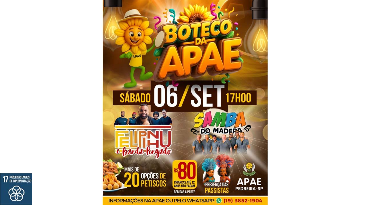 “Boteco da APAE”acontece neste sábado, 06 de setembro, com muitas atrações