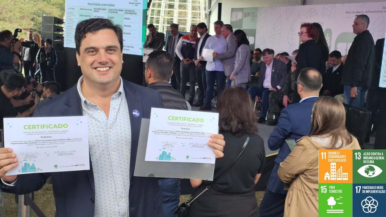 Pedreira recebe o “Prêmio Governador Franco Montoro” por Agricultura Urbana e Proteção à Biodiversidade