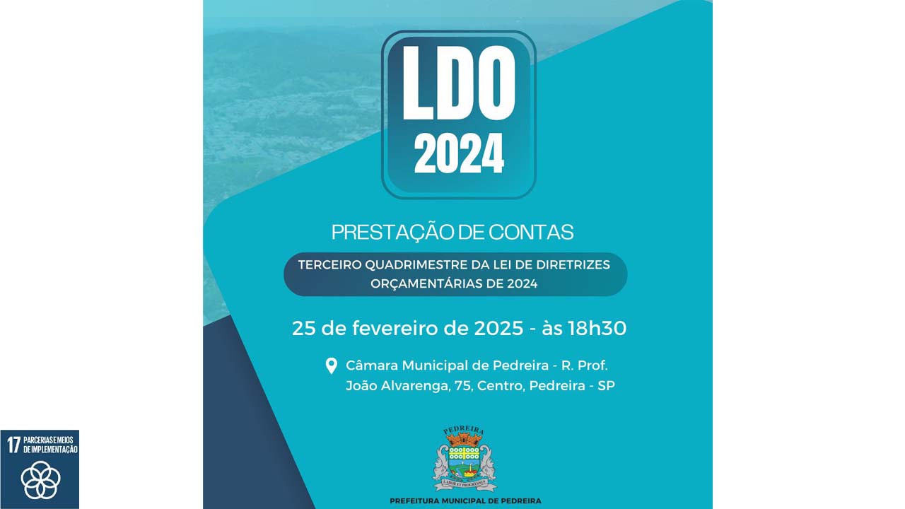 Prefeitura de Pedreira programa Audiência Pública para Prestação de Contas da LDO – Lei de Diretrizes Orçamentária
