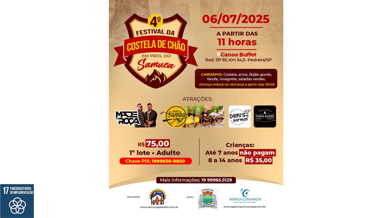 4º Festival da Costela de Chão do SAMUCA está programado para 06 de julho