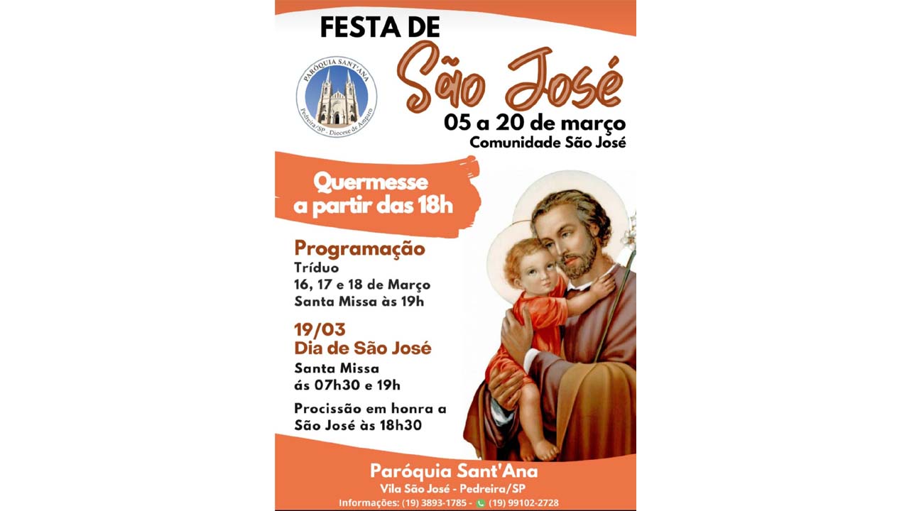 Festa em louvor a São José será encerrada no domingo, 20 de março