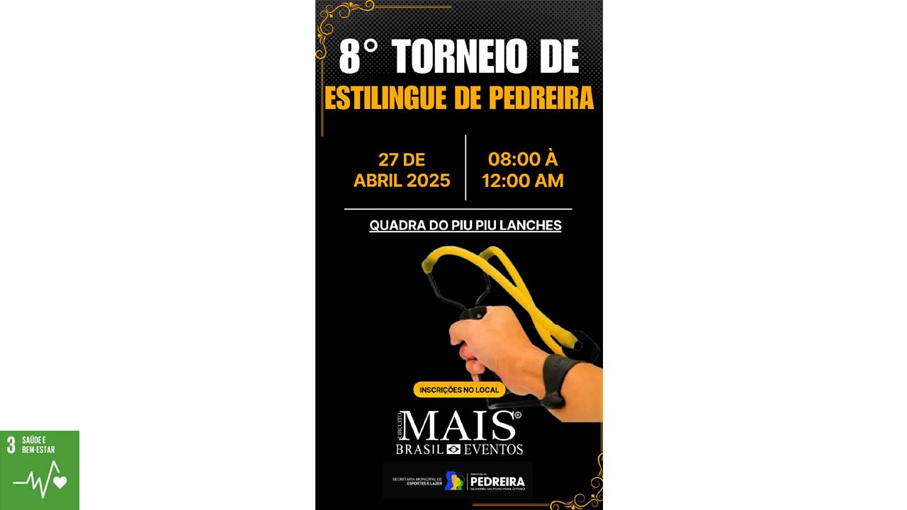 8º Torneio de Estilingue de Pedreira será disputado no domingo, 27 de abril, na Quadra do Piu Piu