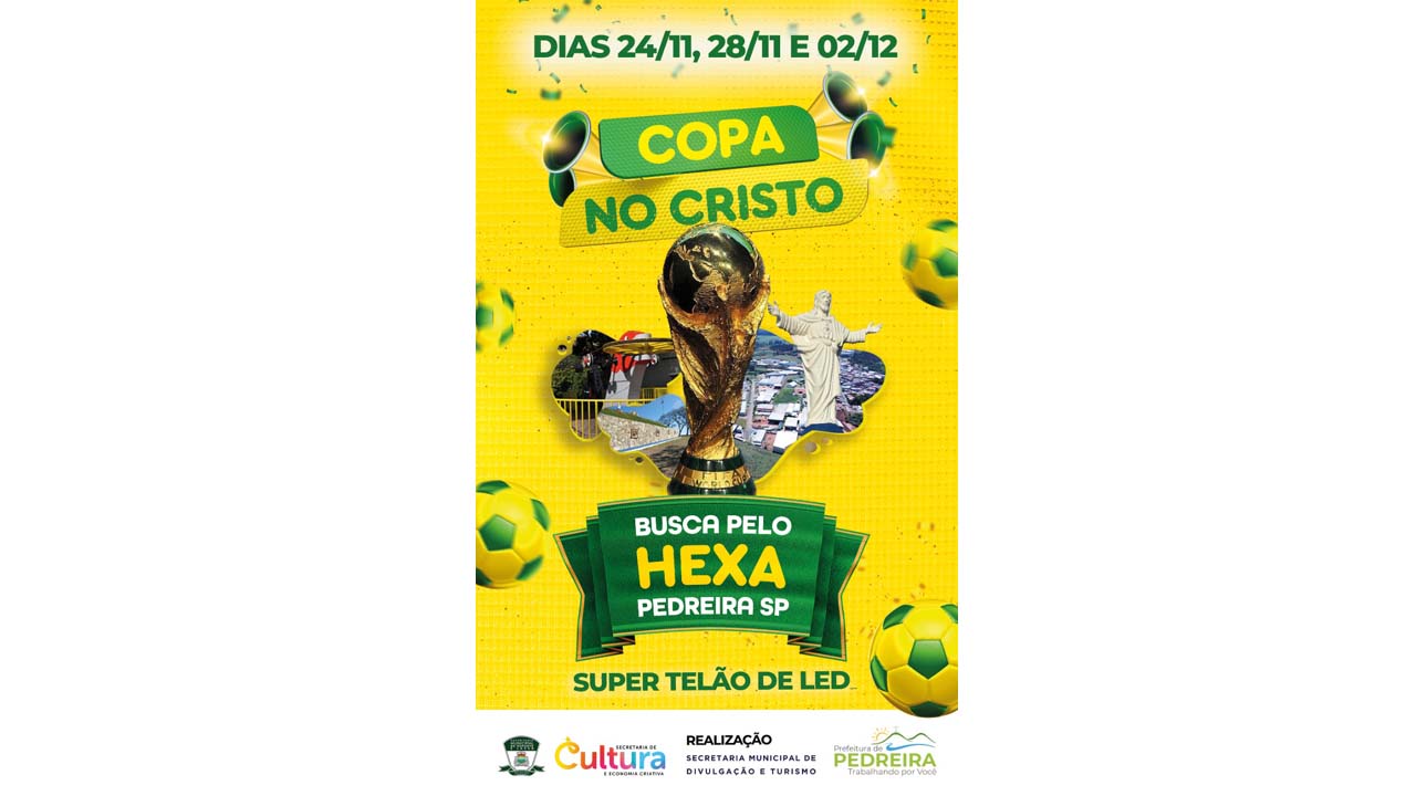 Prefeitura de Pedreira vai instalar Telão de LED para os jogos do Brasil na Copa do Mundo