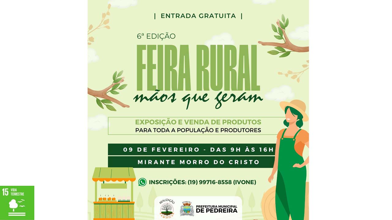 6ª Feira Rural “Mãos que Geram” será realizada no Mirante do Morro do Cristo neste domingo, 09 de fevereiro