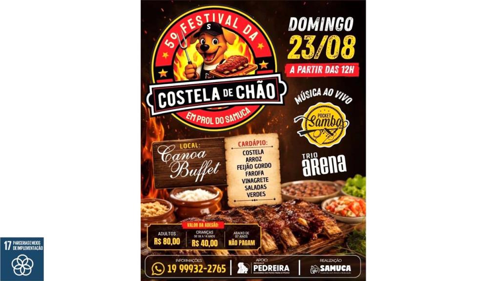 SAMUCA estará promovendo seu 5º Festival da Costela de Chão no mês de agosto
