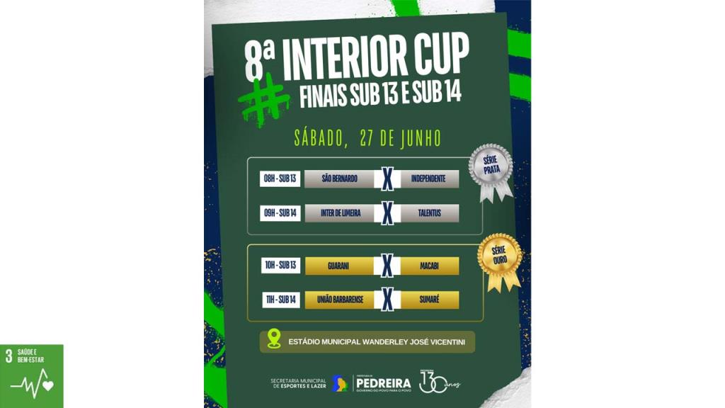 Pedreira recebe as finais da Interior Cup de Futsal de Base neste sábado