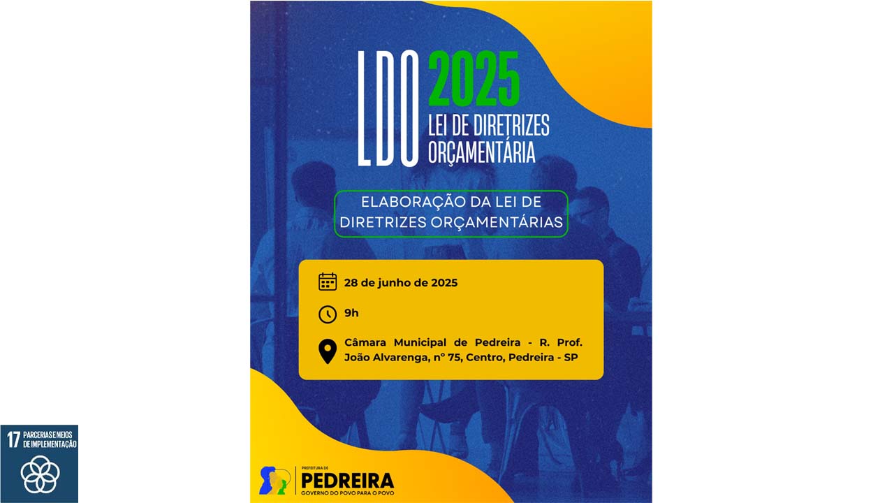 Prefeitura de Pedreira programa “Audiência Pública” para elaboração da Lei de Diretrizes Orçamentárias