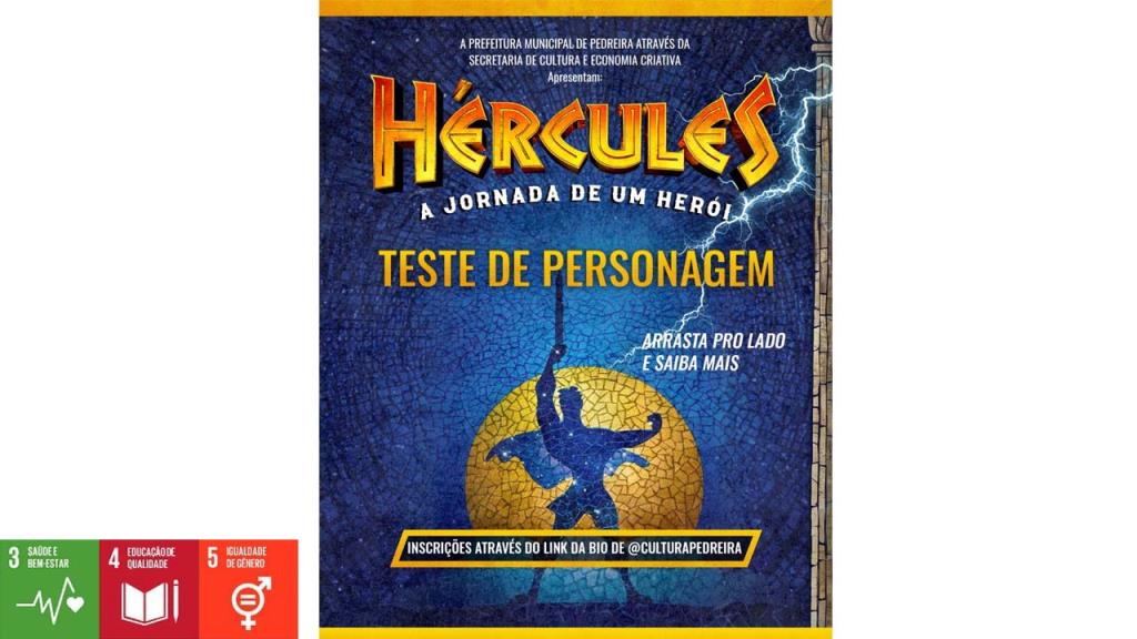 Secretaria de Cultura recebe inscrições para teste de personagens do espetáculo “Hércules – A Jornada de um Herói”