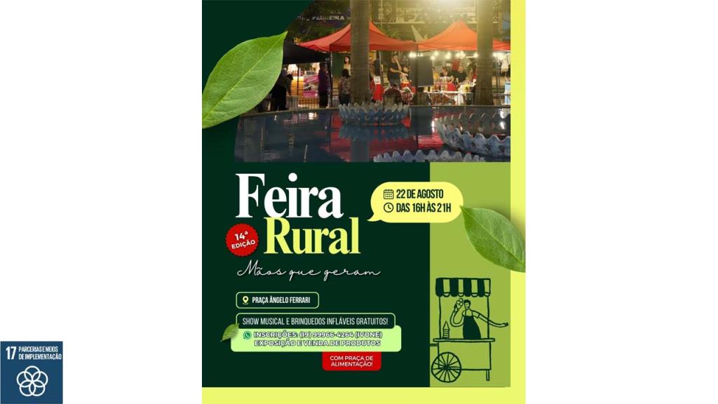 14ª Feira Rural “Mãos que Geram” será realizada dia 22 de agosto, na Praça Ângelo Ferrari